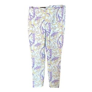 Brooks Brothers Stretch Cotton Pique Side Zip Pants Equestrian Print Size 10